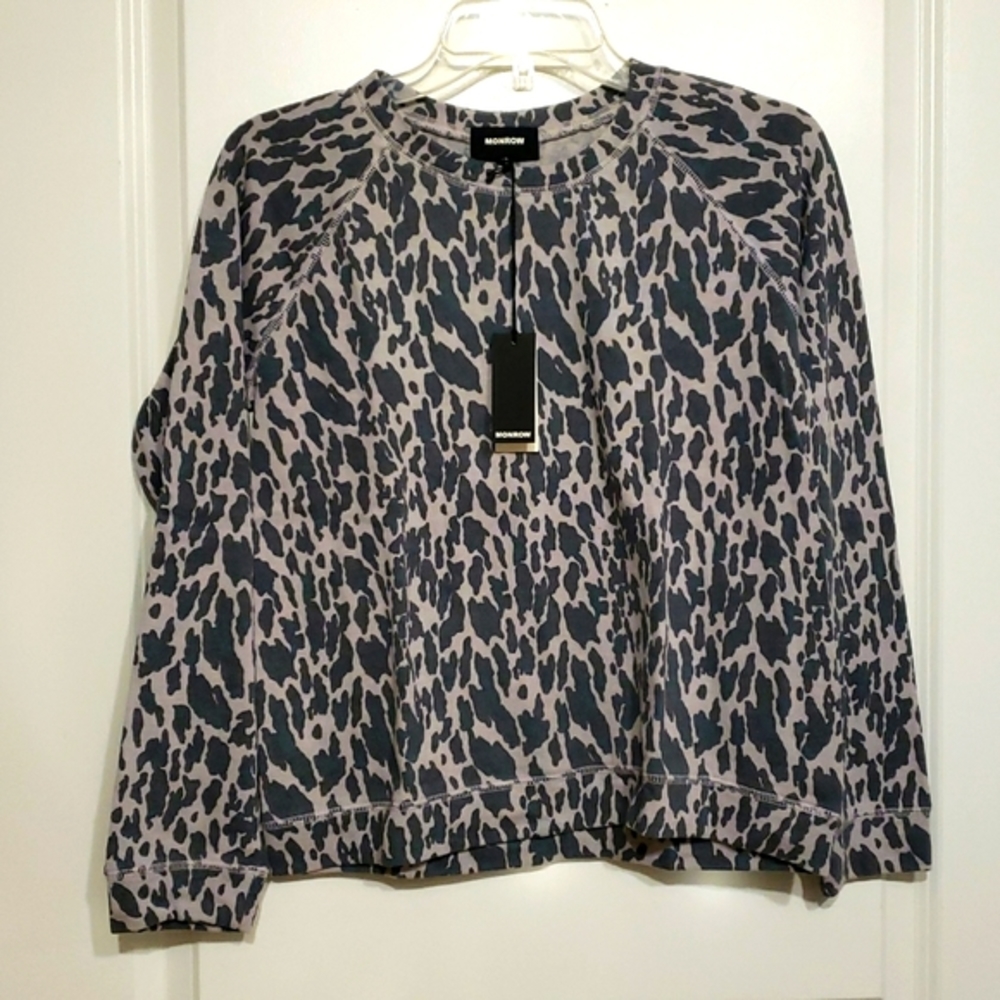 NWT Monrow Animal Print Sweatshirt Size S